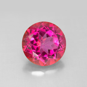 Topázio místico vermelho natural 4,67ct, corte redondo, VS