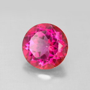 Topázio místico vermelho natural 4,67ct, corte redondo, VS