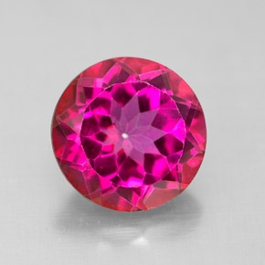 Topázio místico vermelho natural 4,68ct, corte redondo, VS