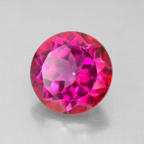 Topázio místico vermelho natural 4,68ct, corte redondo, VS