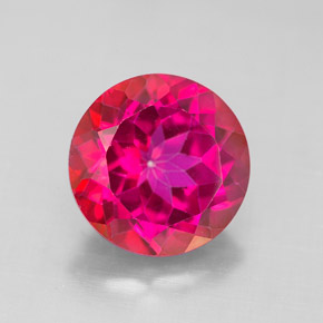 Topázio místico vermelho natural 4,69ct, corte redondo, VS