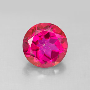 Topázio místico vermelho natural 4,73ct, corte redondo, VS