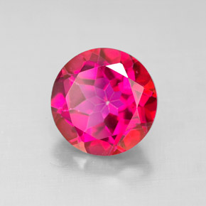 Topázio místico vermelho natural 4,73ct, corte redondo, VS