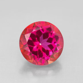 Topázio místico vermelho natural 4,90ct, corte redondo, VS
