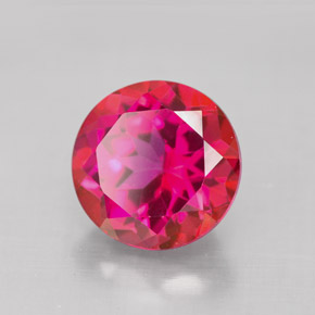 Topázio místico vermelho natural 4,90ct, corte redondo, VS