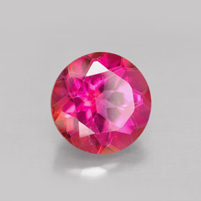 Topázio místico vermelho natural 4,76ct, corte redondo, VS