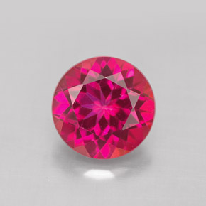 Topázio místico vermelho natural 4,59ct, corte redondo, VS