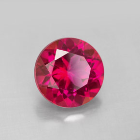 Topázio místico vermelho natural 4,59ct, corte redondo, VS