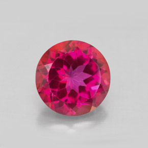 Topázio místico vermelho natural 4,72ct, corte redondo, VS
