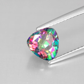 Topázio místico multicolorido natural 1,62ct, trillion, VS