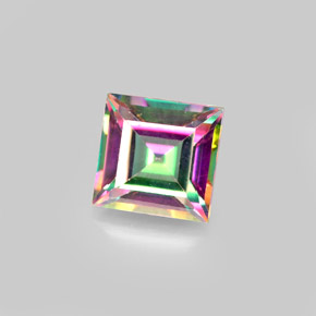 Topázio místico multicolorido natural 2,12ct, quadrado, VS