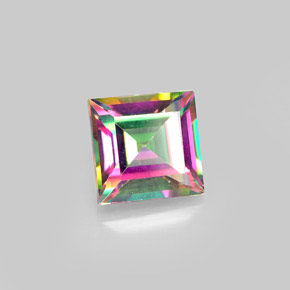 Topázio místico multicolorido natural 2,12ct, quadrado, VS