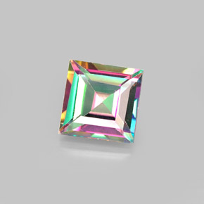 Topázio místico multicolorido natural 2,13ct, quadrado, VS
