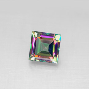 Topázio místico multicolorido natural 2,17ct, quadrado, VS