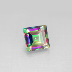 Topázio místico multicolorido natural 2,17ct, quadrado, VS