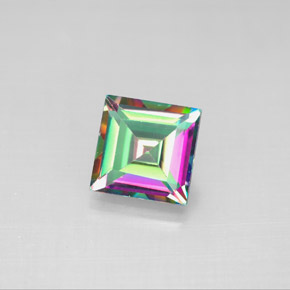 Topázio místico multicolorido natural 2,18ct, quadrado, VS