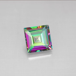 Topázio místico multicolorido natural 2,18ct, quadrado, VS
