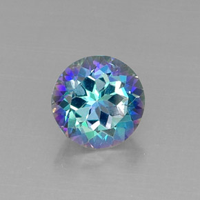 Topázio místico multicolorido natural 4,67ct, corte redondo, VS
