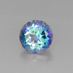 Topázio místico multicolorido natural 4,67ct, corte redondo, VS