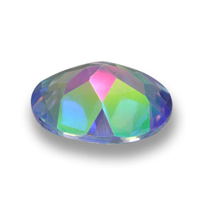 Topázio místico multicolorido natural 2,85ct, corte oval, VVS-VS