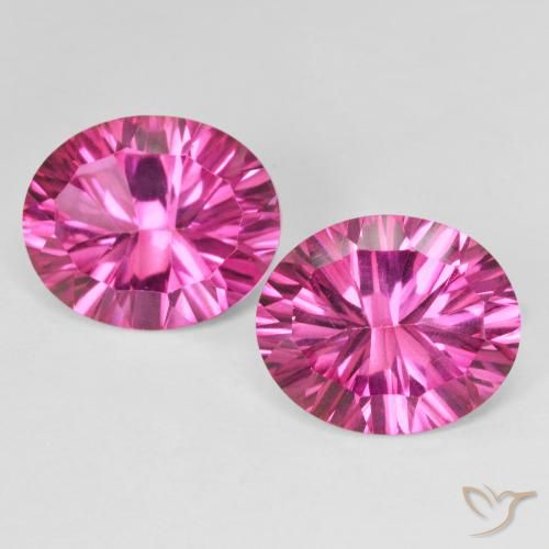 Topázio rosa místico de 10,74 quilates, corte oval côncavo de 12,1 x 10,1 mm do Brasil, Photo A