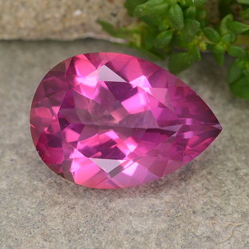 Topázio Místico Rosa escuro Natural 6.03ct, Formato de pêra, VVS-VS