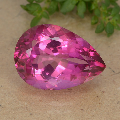 Topázio Místico Rosa quente Natural 6.77ct, Formato de pêra, VVS-VS