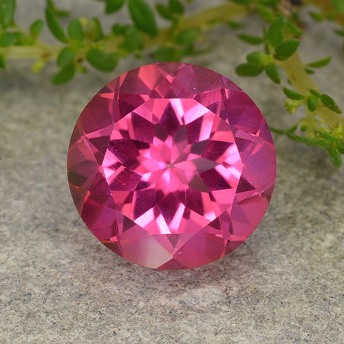 Topázio místico magenta profundo natural 4,36ct, corte redondo, VVS-VS