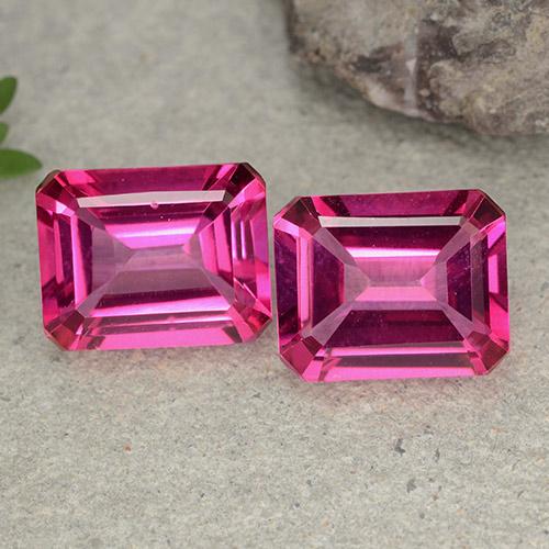 Pedras preciosas de topázio místico rosa escuro natural de 7,26 ct, corte esmeralda, VVS-VS