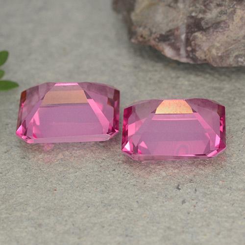 Pedras preciosas de topázio místico rosa escuro natural de 7,26 ct, corte esmeralda, VVS-VS