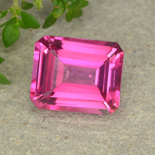 Topázio Místico Rosa escuro Natural 3,74ct, Corte Esmeralda, VVS