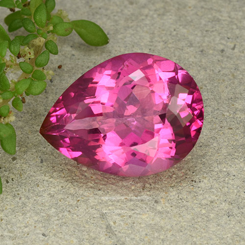 Topázio Místico Rosa médio-escuro Natural 9.60ct, Formato de pêra, VVS
