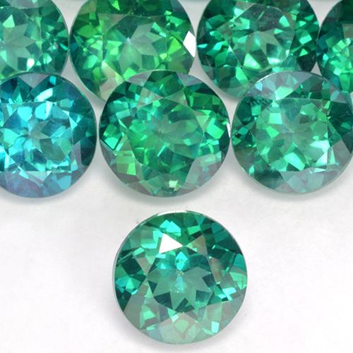Pedras preciosas de Topázio Místico verde-azulado natural de 6.57 ct, Corte Redondo, VS-SI