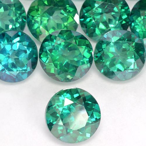 Pedras preciosas de Topázio Místico verde-azulado natural de 6.57 ct, Corte Redondo, VS-SI