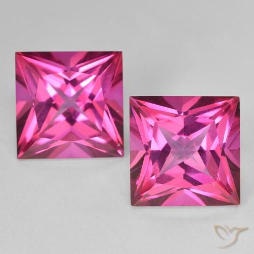 Topázio Místico Rosa de 12,16 quilates, corte quadrado de 10,1 x 10,1 mm do Brasil, Photo A