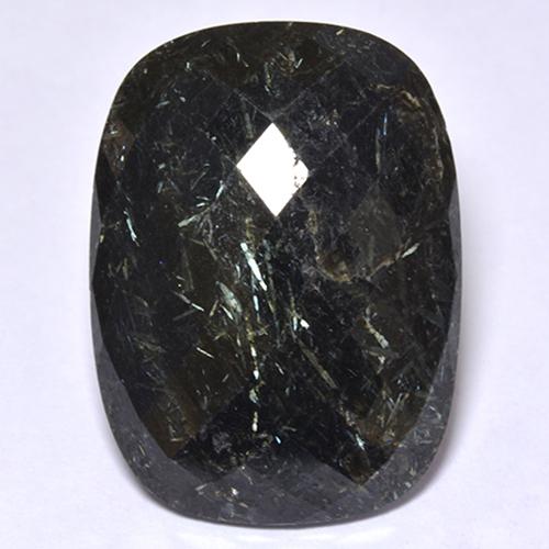 Nuummita preto natural 20,17ct, almofada cortada, opaco