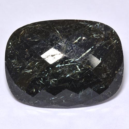 Nuummita preto natural 20,17ct, almofada cortada, opaco