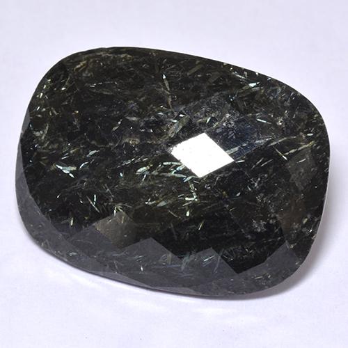 Nuummita preto natural 20,17ct, almofada cortada, opaco