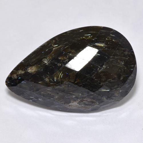Nuummita preto natural 12,45ct, formato de pêra, opaco