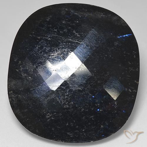 40.32ct Natural Preto com brilho azul Nuummite, Almofada, Opaco