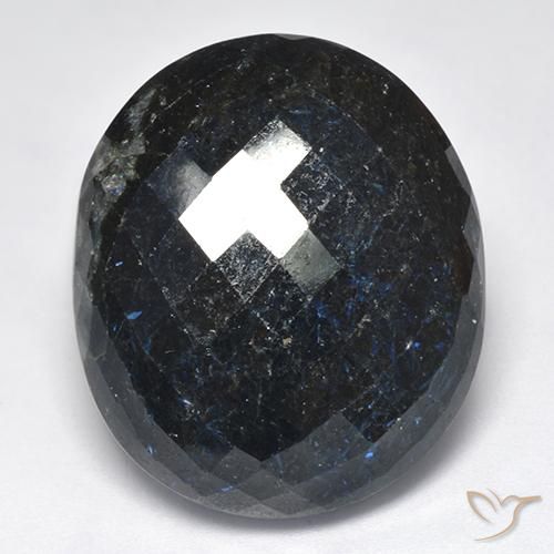 39.37ct Natural Preto com brilho azul Nuummite, oval, Opaco