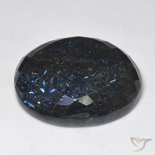 Nuummite Preto com brilho azul Natural 39.37ct, oval, Opaco