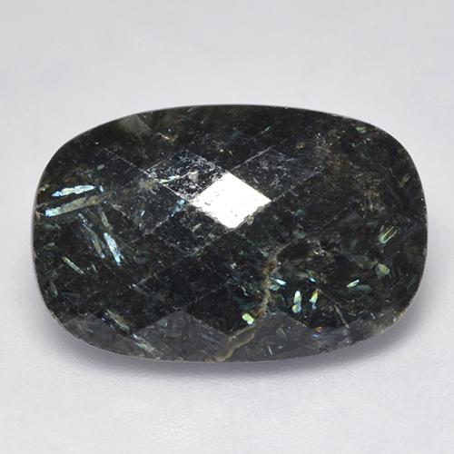 Nuummite Preto com brilho azul Natural 16.10ct, Almofada cortada, Opaco