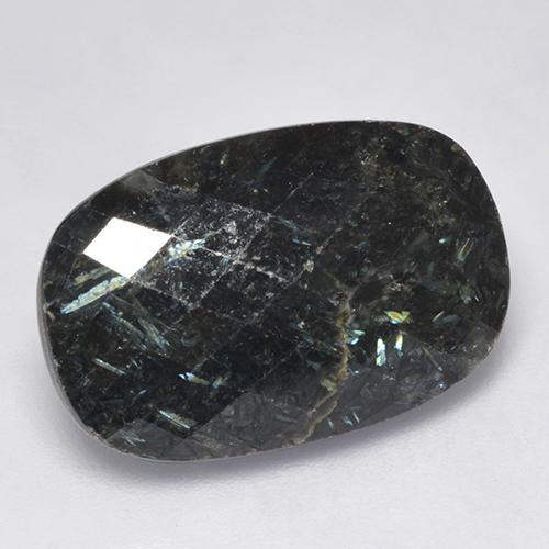 Nuummite Preto com brilho azul Natural 16.10ct, Almofada cortada, Opaco