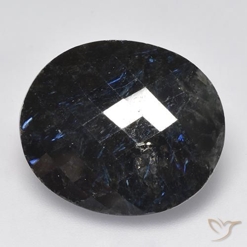 Nuummite Preto com brilho azul Natural 27.57ct, oval, Opaco