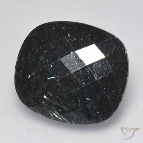 Nuummite Preto com brilho azul Natural 13.34ct, Almofada, Opaco