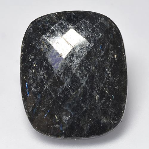 Nuummita preto natural 27,16ct, almofada cortada, opaco