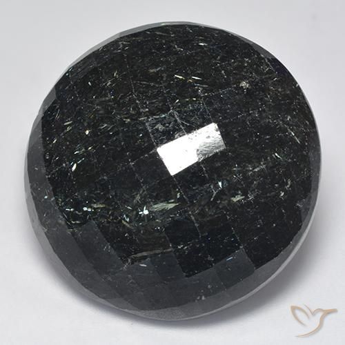 Nuummite Preto com brilho azul Natural 66.26ct, Redondo, Opaco