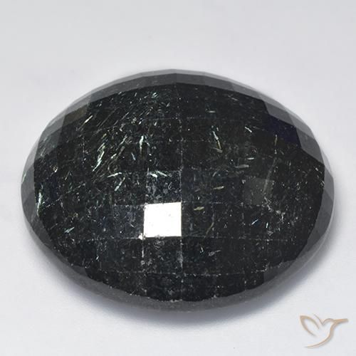 Nuummite Preto com brilho azul Natural 66.26ct, Redondo, Opaco