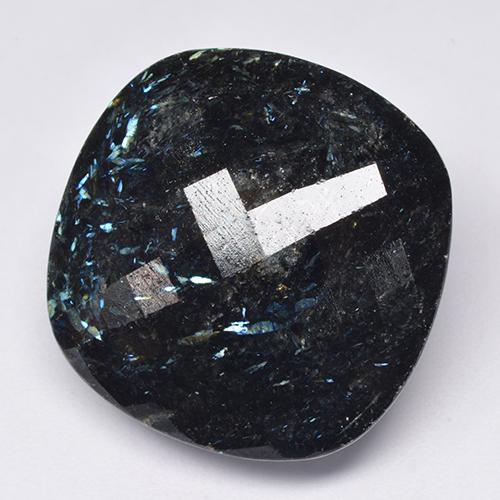 Nuummita Preto com brilho azul Natural 65,92ct, Almofada cortada, Opaco
